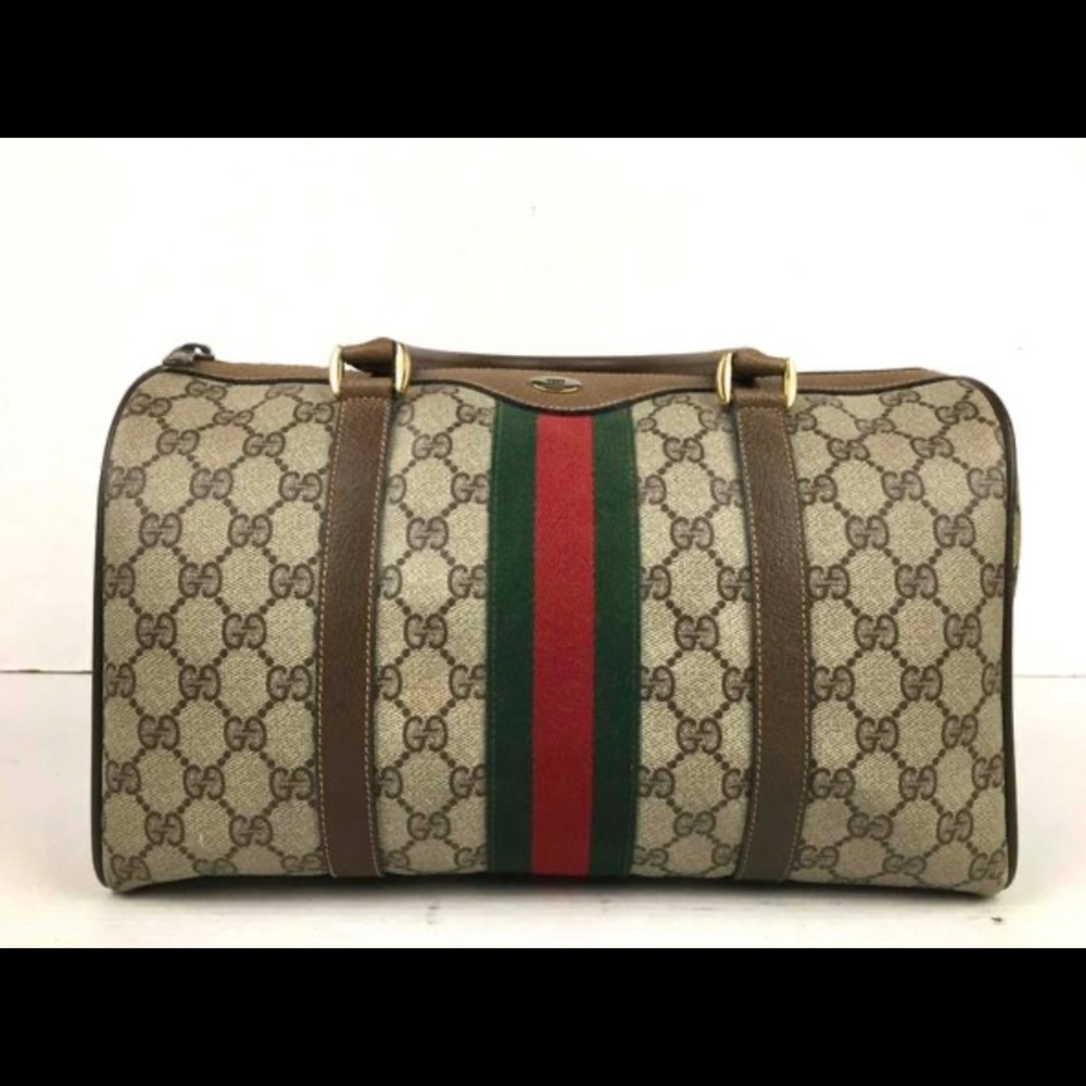 Auth. Vintage Gucci Ophidia Web Stripe Boston Bag